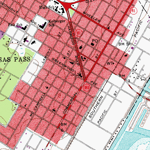 Topographic Map of First Baptist Church, TX