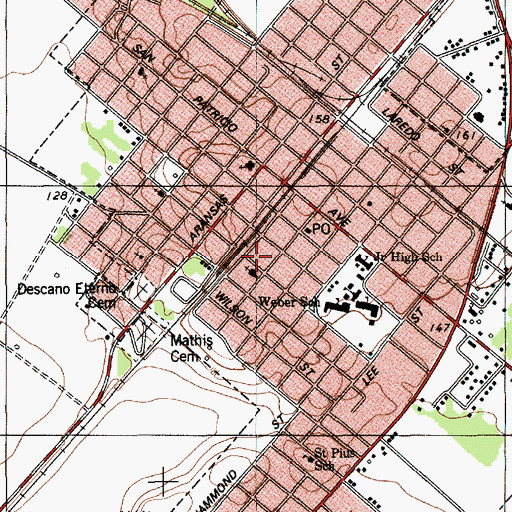 Topographic Map of First Baptist Church, TX