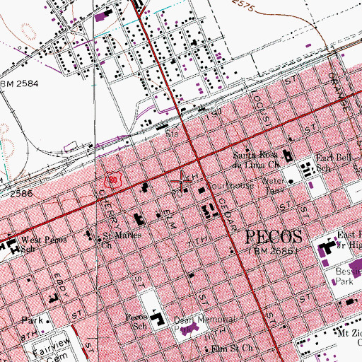 Topographic Map of Santa Rosa Catholic Church, TX