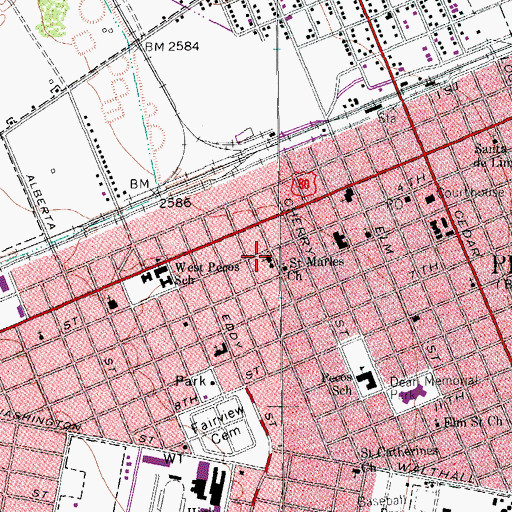 Topographic Map of Saint Marks Episcopal Church, TX