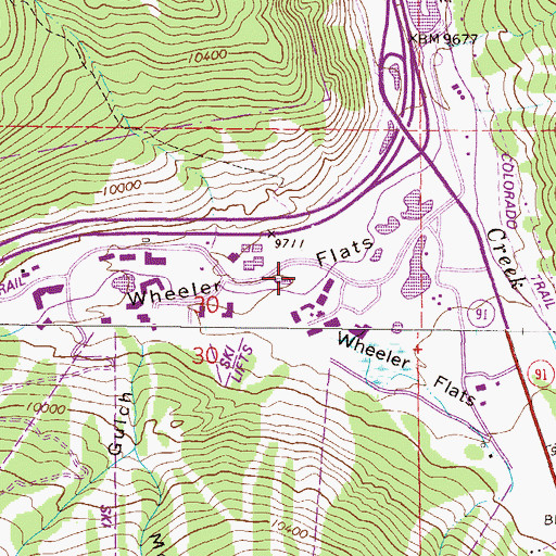 Topographic Map of Wheeler Flats, CO