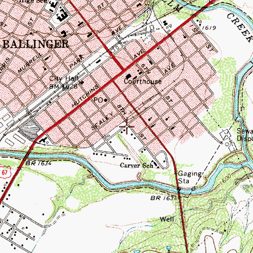 Topographic Map of First Baptist Church, TX