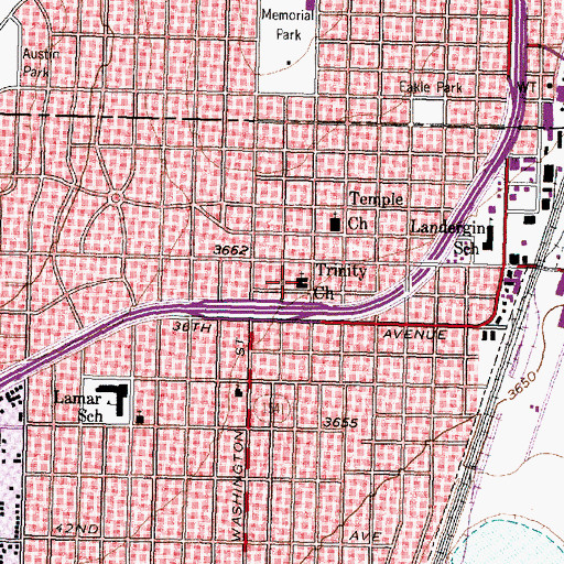 Topographic Map of Trinity United Methodist Church, TX