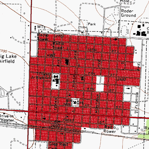 Topographic Map of First Baptist Church, TX