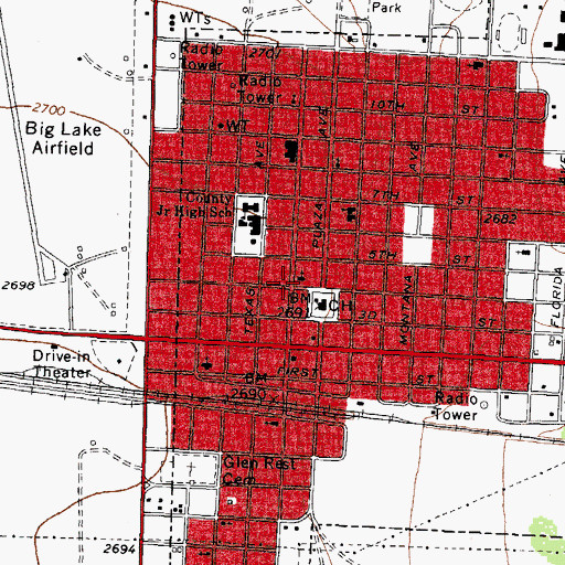 Topographic Map of Church of Christ Big Lake, TX