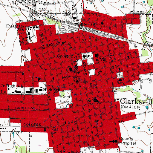 Topographic Map of First Presbyterian Church, TX