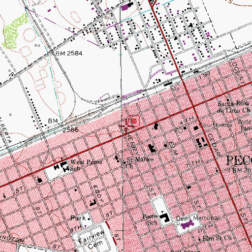 Topographic Map of Emmanuel Assembly of God Church, TX