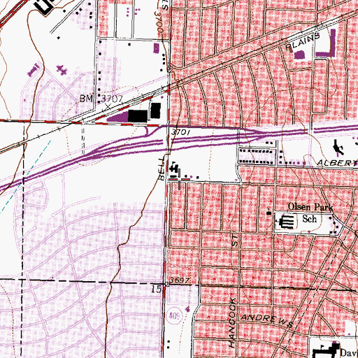 Topographic Map of Olsen Park Seventh Day Adventist Church, TX