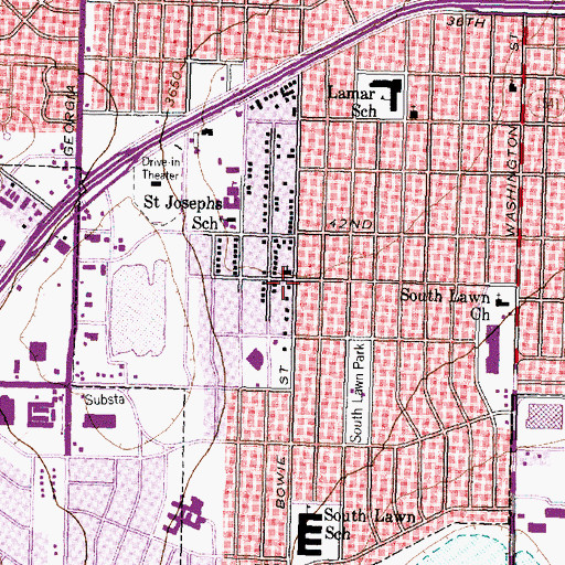 Topographic Map of Southlawn Assembly of God Church, TX