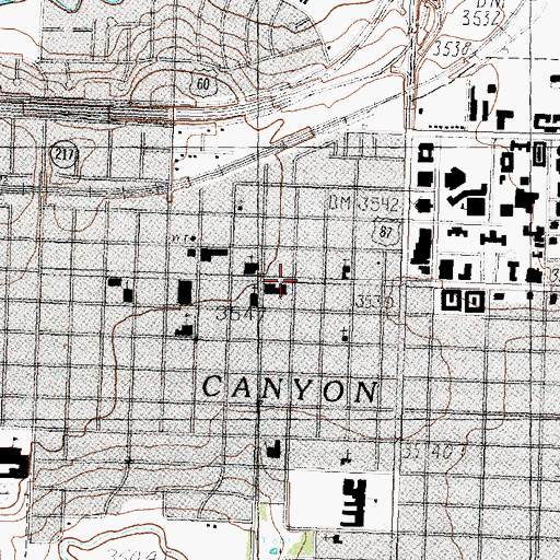 Topographic Map of First Baptist Church of Canyon, TX