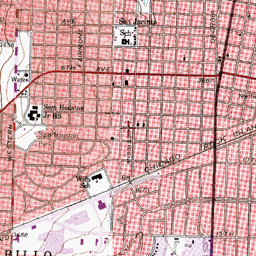 Topographic Map of Church of Christ San Jacinto, TX