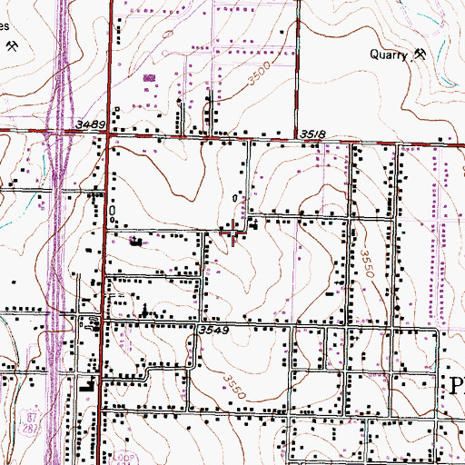 Topographic Map of Pleasant Valley Church of Christ, TX