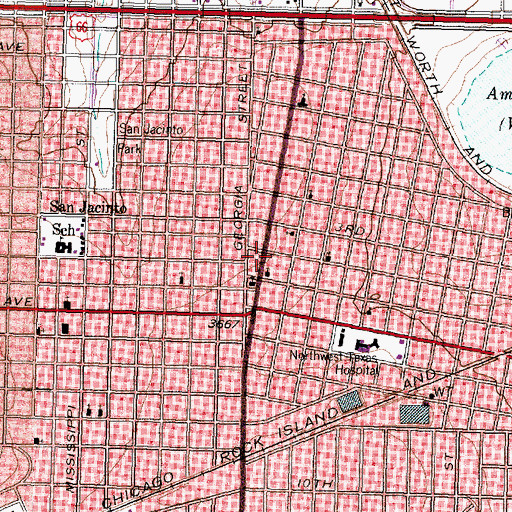 Topographic Map of West Amarillo Church of Christ, TX