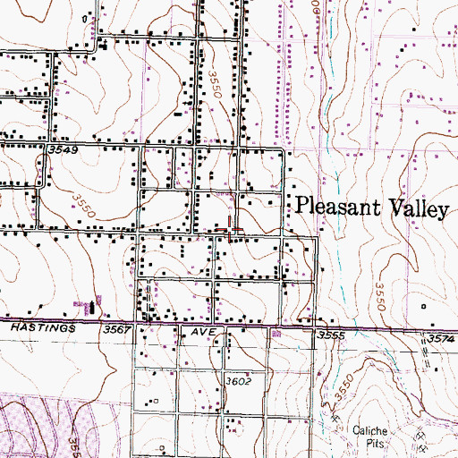 Topographic Map of Pleasant Valley Assembly of God Church, TX