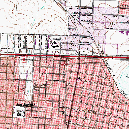 Topographic Map of San Jacinto Assembly of God Church, TX