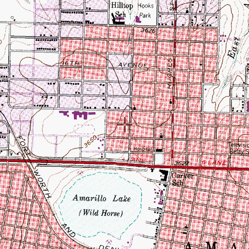Topographic Map of Carter Chapel Primitive Baptist Church, TX