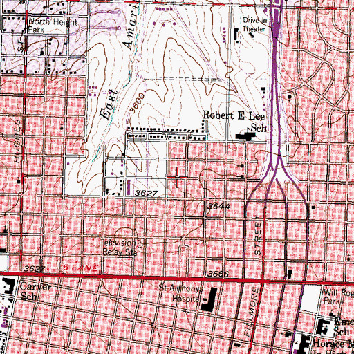 Topographic Map of First Baptist Church, TX