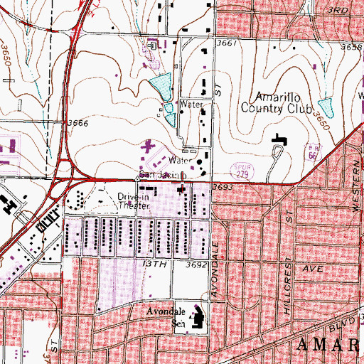 Topographic Map of Freedom Baptist Church, TX