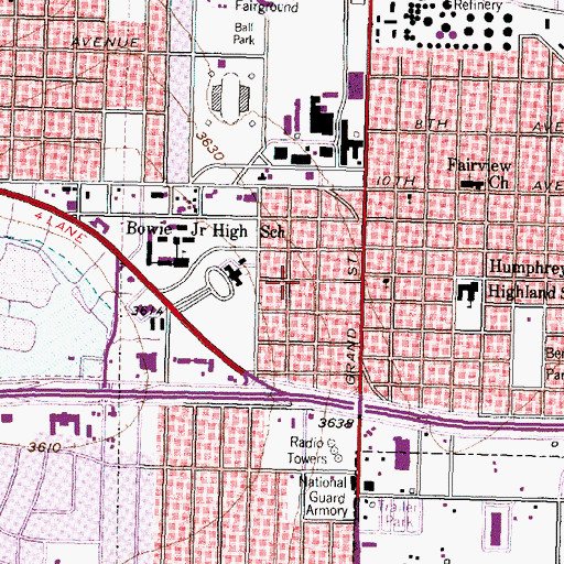 Topographic Map of Central Church of the Nazarene, TX