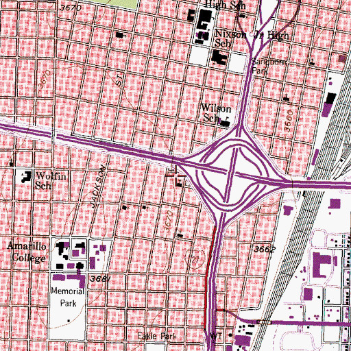 Topographic Map of First Church of the Nazarene, TX