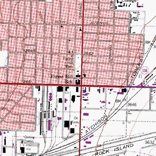 Topographic Map of Grand Avenue Baptist Church, TX