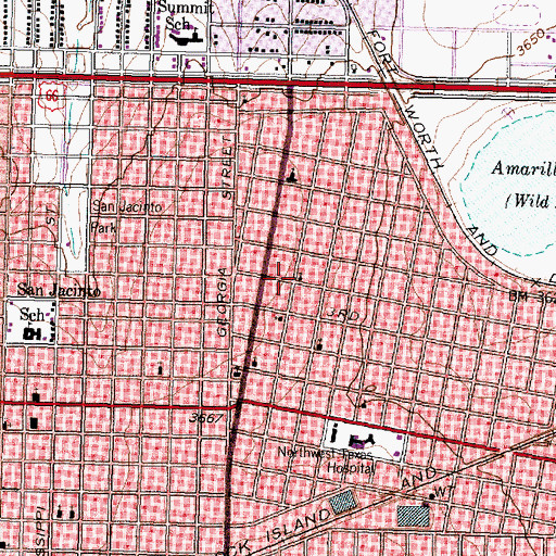 Topographic Map of Highland Park Baptist Church, TX