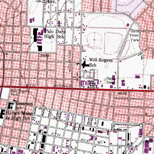 Topographic Map of Immanuel Baptist Church, TX