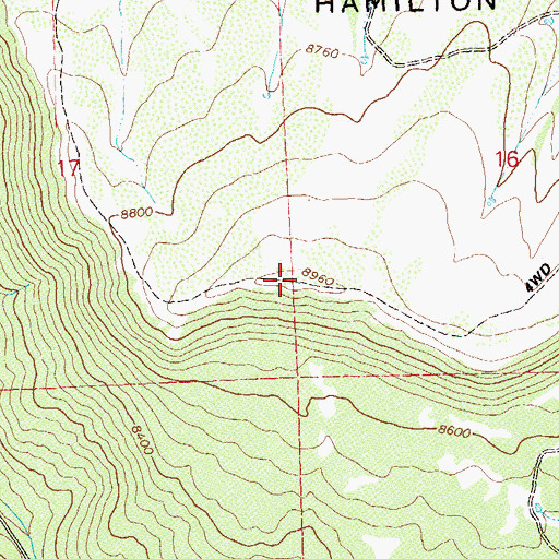 Topographic Map of Hamilton Mesa, CO