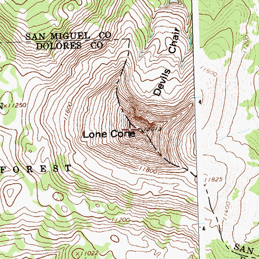 Topographic Map of Lone Cone, CO