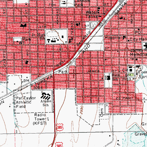 Topographic Map of First Baptist Church, TX