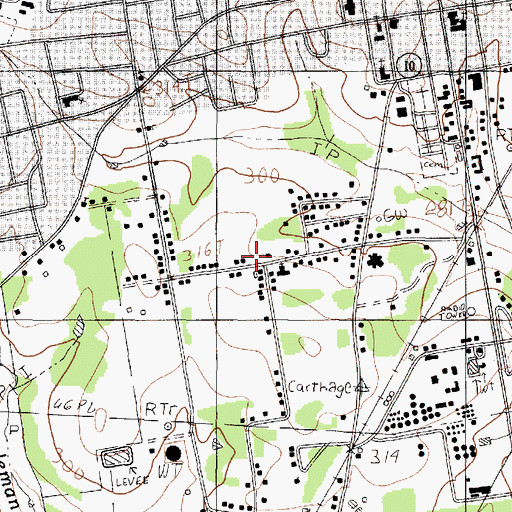 Topographic Map of Southside Baptist Church, TX
