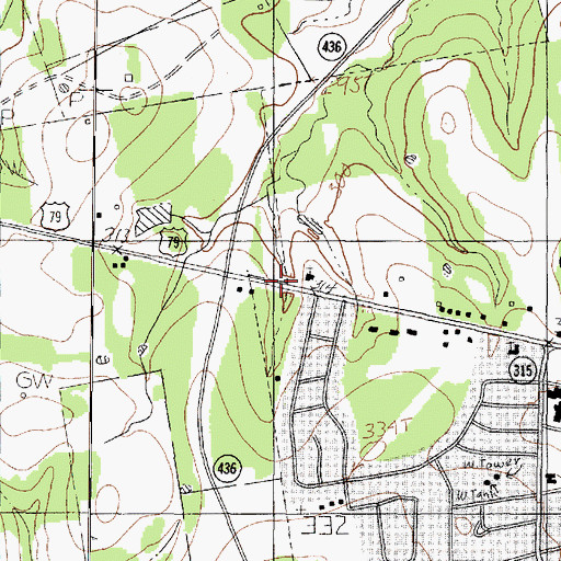 Topographic Map of Saint Pauls Presbyterian Church, TX