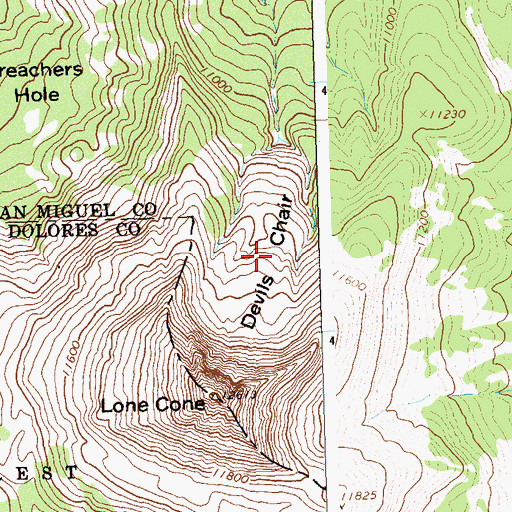 Topographic Map of Devils Chair, CO