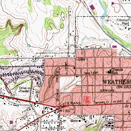 Topographic Map of Ball Saint Baptist Church, TX