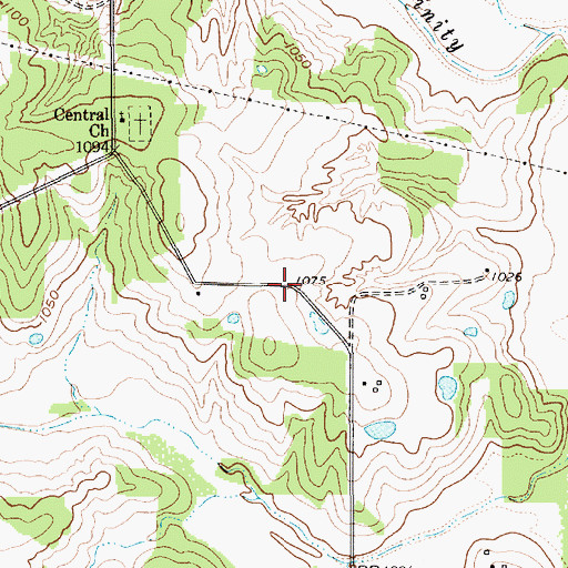 Topographic Map of Central Baptist Church, TX