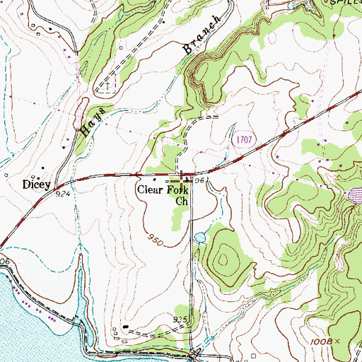 Topographic Map of Clearfork Baptist Church, TX