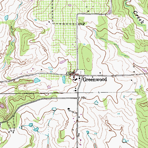 Topographic Map of Greenwood Baptist Church, TX