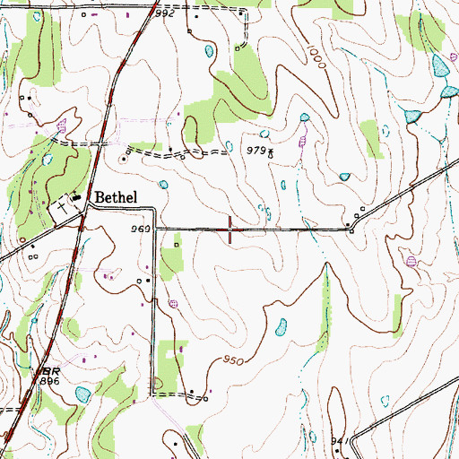 Topographic Map of Harmony Baptist Church, TX
