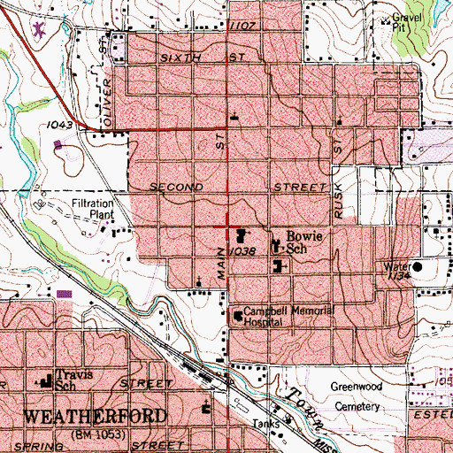 Topographic Map of North Side Baptist Church, TX