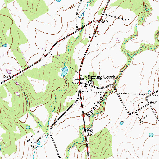Topographic Map of Spring Creek Baptist Church, TX