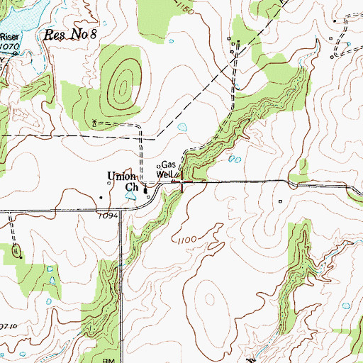 Topographic Map of Union Baptist Church, TX