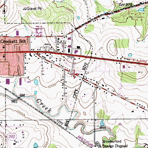 Topographic Map of Victory Baptist Church, TX
