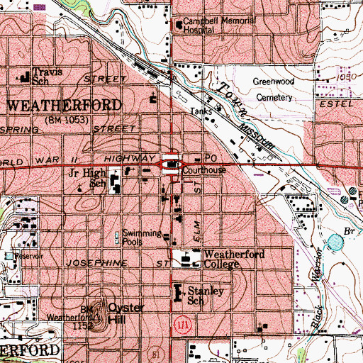 Topographic Map of Church of Christ - South Main, TX