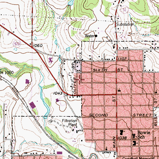 Topographic Map of Church of Christ - Spanish Ministries, TX