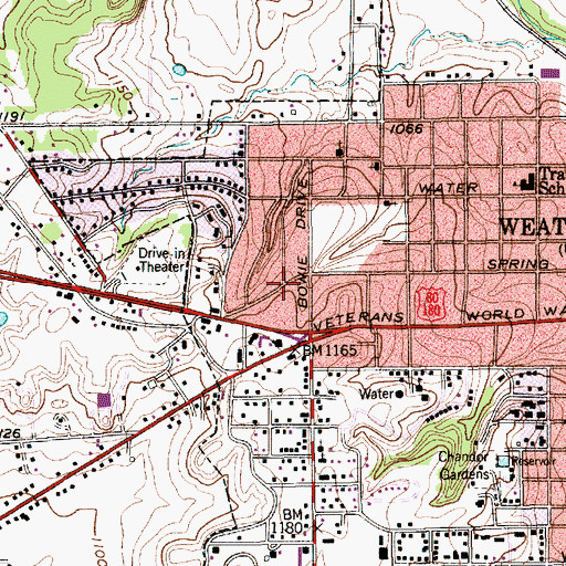 Topographic Map of Church of Christ, TX