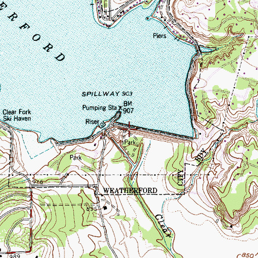 Topographic Map of Willow Park Church of Christ, TX