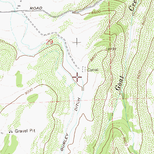 Topographic Map of Gurley Ditch, CO