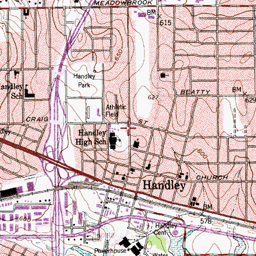 Topographic Map of Handley United Methodist Church, TX