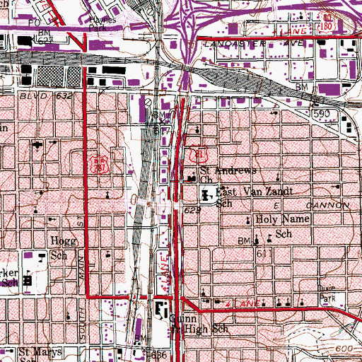 Topographic Map of Saint Andrews United Methodist Church, TX