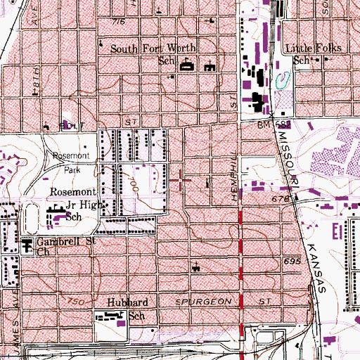 Topographic Map of San Pablo United Methodist Church, TX